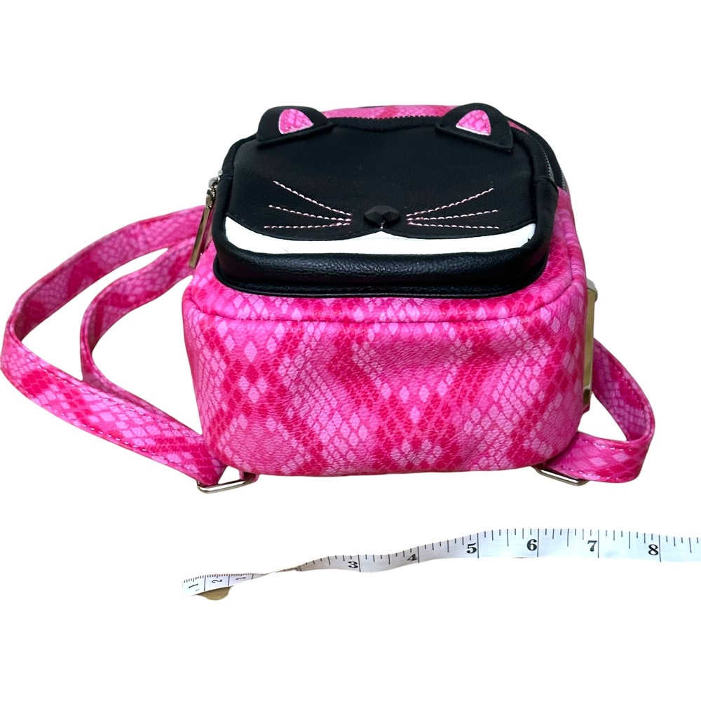 Betsey Johnson Cat Mini Backpack Pink Snakeskin Crossbody Y2K Novelty Bag‎ - Picture 10 of 11